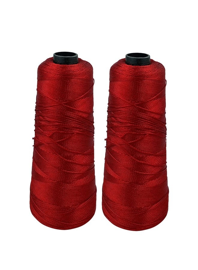Aakriti Viscose Rayon Art Silk Yarn - Embroidery Crochet Knitting Lace Trim, Jewellery Making Thread, Bag Making Thread (Dark Red, 100 Gram, 2 Pcs) - Image 1
